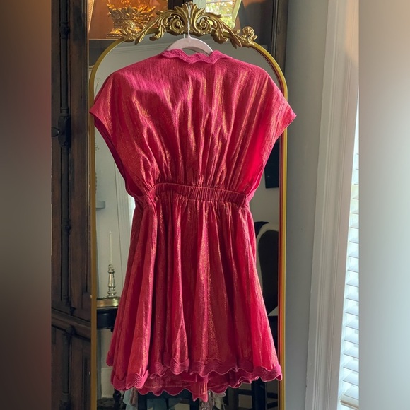 NWT Sundress NORA SHORT Red and Gold Scalloped Resort Dress - Picture 7 of 10